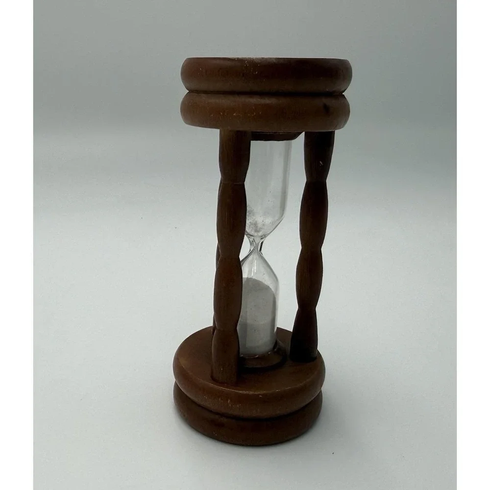 Vintage Green Painted Wood Hourglass Sand Timer Made In Japan